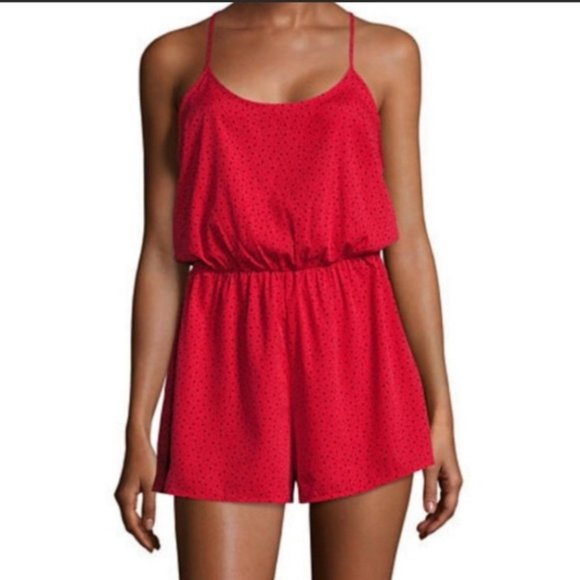 City Streets Pants - NWT City Streets Red Romper w/ Blue Polka Dots